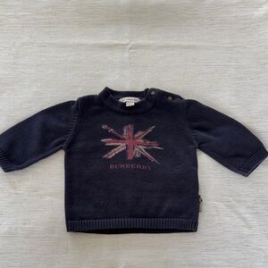 Authentic Burberry Black Sweater with Pink Union Jack